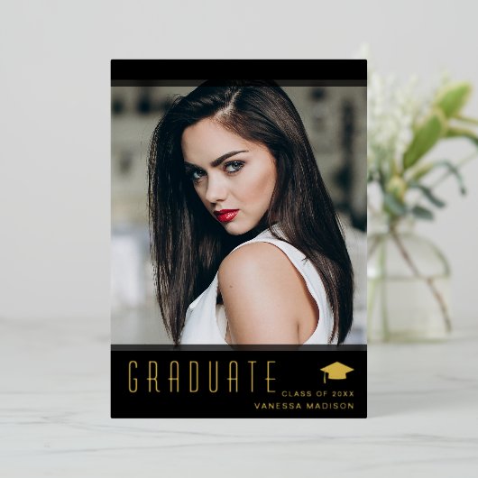 モダンエレガントスタイリッシュ写真 箔招待状 (立ち正面)