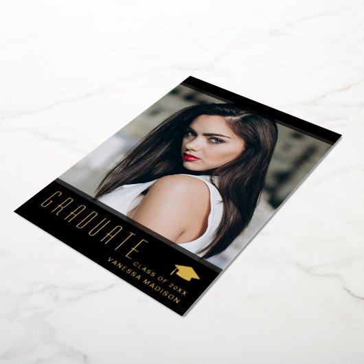 モダンエレガントスタイリッシュ写真 箔招待状 (回転した状態)