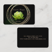 モダンエレガントスタイリッシュ金ゴールド円グリーンロータス 名刺 (正面/裏面)