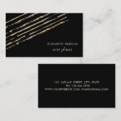 モダンエレガントスタイリッシュ,グリッターストライプ，黒 名刺 (正面/裏面)