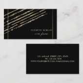モダンエレガントスタイリッシュ,グリッターストライプ,黒 名刺 (正面/裏面)