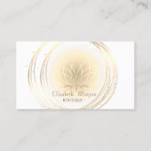 モダンエレガントスタイリッシュ　ホワイト　ゴールドサークル　水連 名刺 (正面)