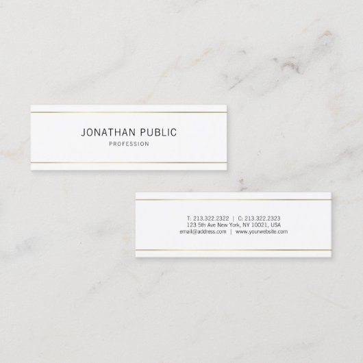 モダンエレガントストライプの金ゴールドプロフェッショナル スキニー名刺 (正面/裏面)