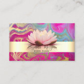 モダンエレガントストライプ金ゴールドロータスカラフルマーブル 名刺 (正面)