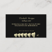 モダンエレガントストライプ金ゴールド、フレーム、金ゴールドハート ロイヤリティカード (裏面)