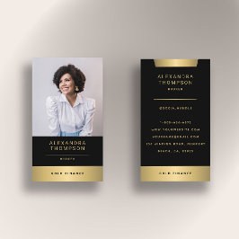 モダンエレガントストライプ金ゴールドCEOプロフェッショナル写真 名刺