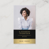 モダンエレガントストライプ金ゴールドCEOプロフェッショナル写真 名刺 (正面)