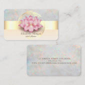 モダンエレガントストライプ金ゴールドLotus Opalホログラフィック 名刺 (正面/裏面)