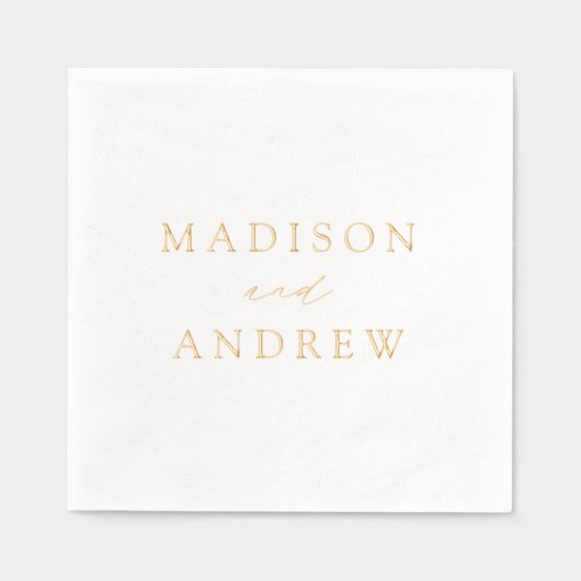 モダンエレガントスパーソナライズされた結婚ト 箔ナプキン (正面)