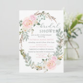 モダンエレガントセージピンクフローラブライダルシャワー 招待状 (スタンド正面)