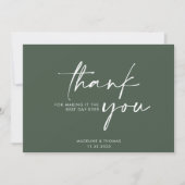 モダンエレガントセージ結婚グリーンサンキューカード サンキューカード (正面)