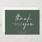 モダンエレガントセージ結婚グリーンサンキューカード サンキューカード (正面/裏面)