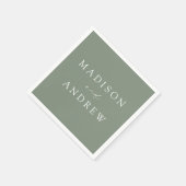 モダンエレガントセージ結婚グリーン スタンダードカクテルナプキン (角)