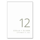 モダンエレガントセージ結婚グリーン テーブルナンバー (正面)