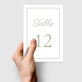 モダンエレガントセージ結婚グリーン テーブルナンバー