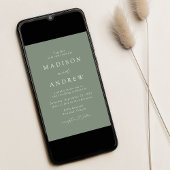 モダンエレガントセージ結婚グリーン 招待状