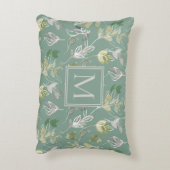 モダンエレガントセージ銀葉銀モノグラム アクセントクッション (裏面(縦))