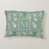 モダンエレガントセージ銀葉銀モノグラム アクセントクッション (裏面)