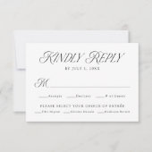 モダンエレガントタイポグラフィの結婚食事 出欠カード (正面)