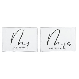 モダンエレガントタイポグラフィのmr mrギフト 枕カバー