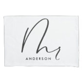 モダンエレガントタイポグラフィのmr mrギフト 枕カバー (正面左)