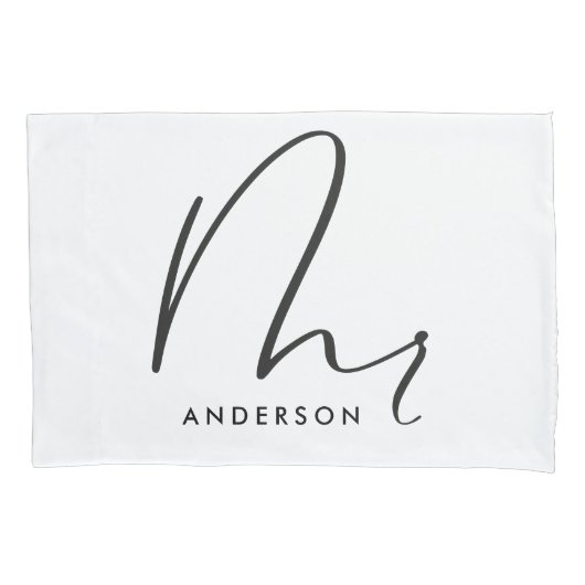 モダンエレガントタイポグラフィのmr mrギフト 枕カバー (正面左)