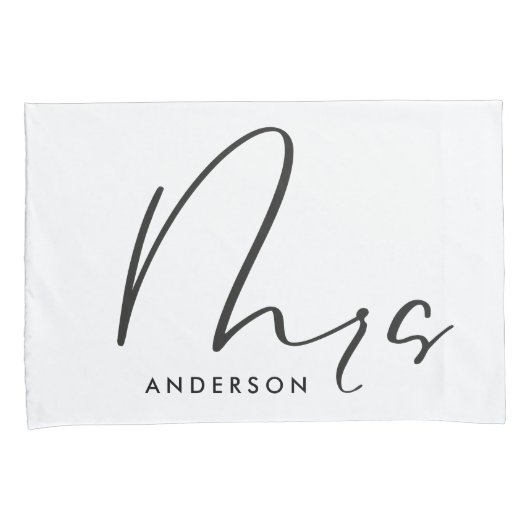 モダンエレガントタイポグラフィのmr mrギフト 枕カバー (正面右)