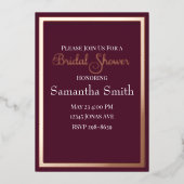 モダンエレガントタイポグラフィバラ金ゴールドブライダルシャワー 箔招待状 (正面)