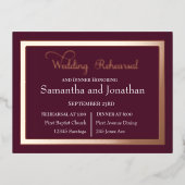 モダンエレガントタイポグラフィバラ金ゴールドリハーサルカード 箔招待状ポストカード (正面)