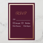 モダンエレガントタイポグラフィバラ金ゴールドRSVPカード 箔招待状 (正面)