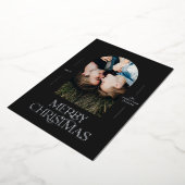 モダンエレガントタイポグラフィブラック1写真クリスマス 箔シーズンカード (回転した状態)