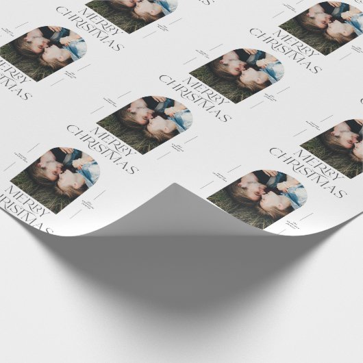 モダンエレガントタイポグラフィブラック+ホワイトクリスマス ラッピングペーパー (角)