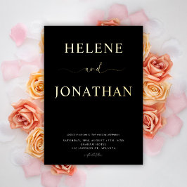 モダンエレガントタイポグラフィブラック・ミニマ結婚リスト 箔招待状