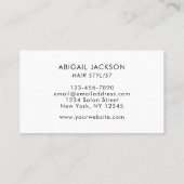 モダンエレガントタイポグラフィヘアの名前(白) 名刺 (裏面)