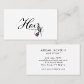 モダンエレガントタイポグラフィヘアの名前(白) 名刺 (正面/裏面)