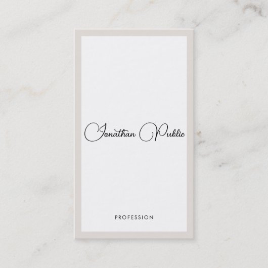 モダンエレガントタイポグラフィミニマル縦型 名刺 (正面)