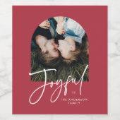 モダンエレガントタイポグラフィレッド1写真クリスマス ワインラベル (シングルラベル)