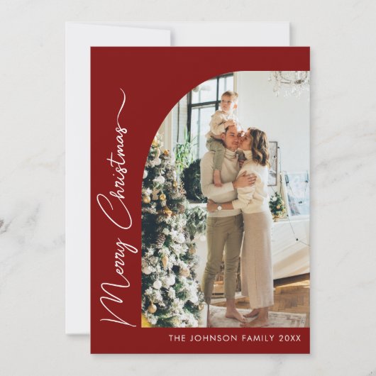 モダンエレガントタイポグラフィ写真メリークリスマス シーズンカード (正面)