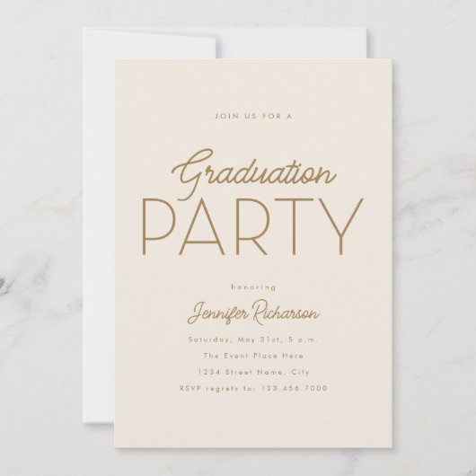 モダンエレガントタイポグラフィ写真卒業会 招待状 (正面)