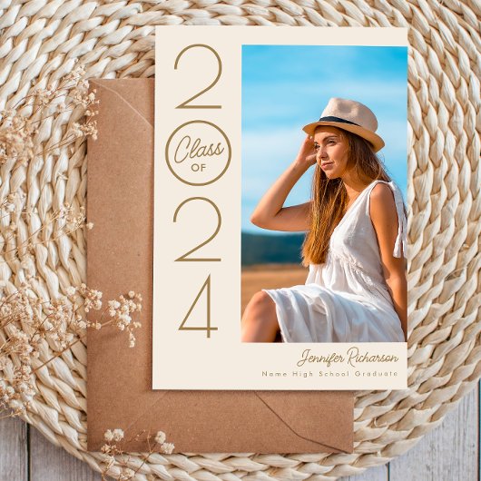 モダンエレガントタイポグラフィ写真卒業会 招待状