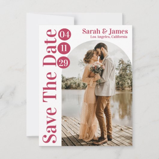 モダンエレガントタイポグラフィ写真Inv日付の保存 招待状 (正面)