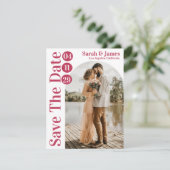 モダンエレガントタイポグラフィ写真Inv日付の保存 招待状 (スタンド正面)