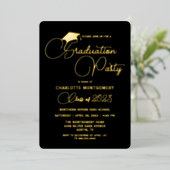 モダンエレガントタイポグラフィ卒業招待状 箔シーズンカード (立ち正面)