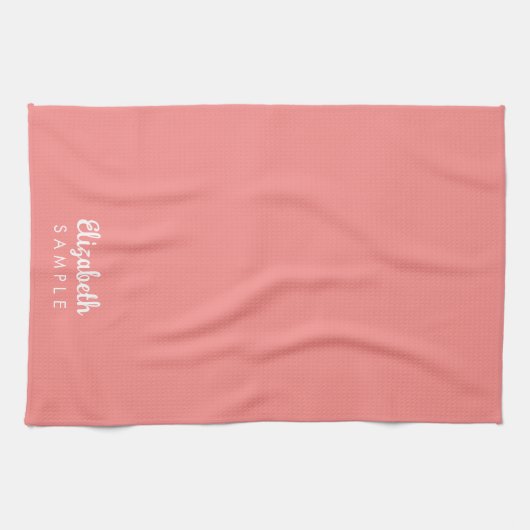 モダンエレガントタイポグラフィ名最高のピーチテンプレート キッチンタオル (横)