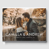 モダンエレガントタイポグラフィ名結婚写真 ゲストブック (正面)