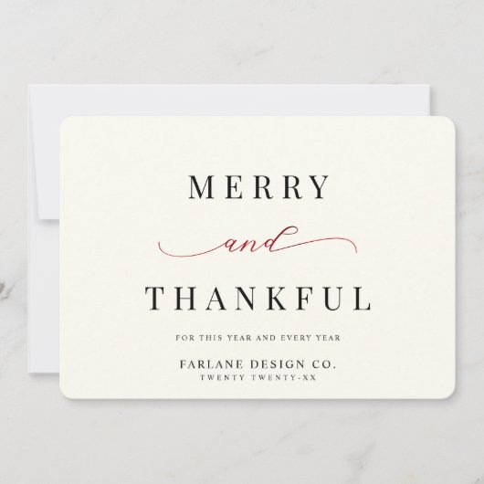 モダンエレガントタイポグラフィ感謝型ビジネスロゴ シーズンカード (正面)