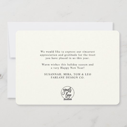 モダンエレガントタイポグラフィ感謝型ビジネスロゴ シーズンカード (裏面)