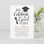 モダンエレガントタイポグラフィ白黒卒業 招待状 (スタンド正面)