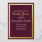 モダンエレガントタイポグラフィ紫ブライダルシャワー 箔招待状 (正面)