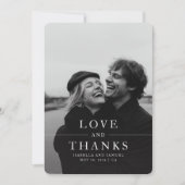 モダンエレガントタイポグラフィ結婚写真 サンキューカード (正面)